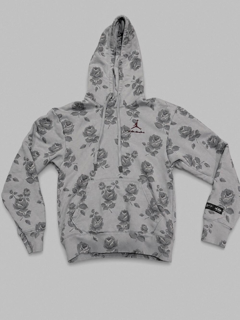 Nike Air Jordan A Ma Maniére Floral Hoodie Gray Rose Men XS Pullover Sweatshirt